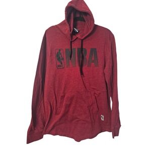 NBA Mens Long Sleeve Hooded T-Shirt Heather Red Graphic Logo Large RN109135